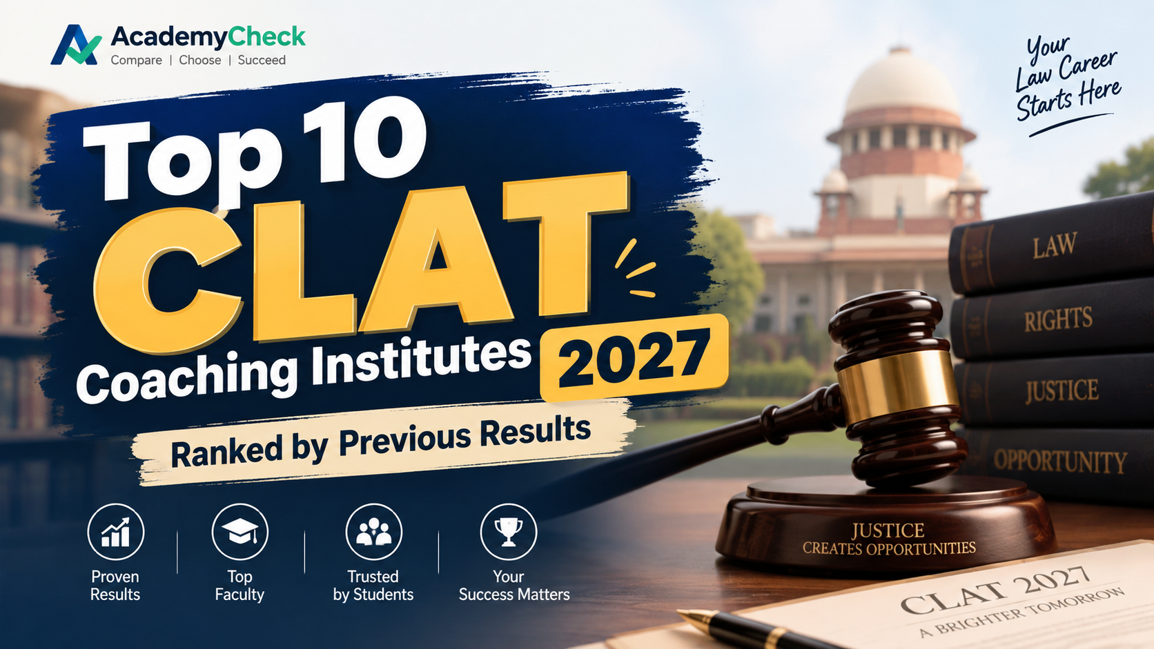 Top 10 CLAT Coaching Institutes in India 2027 Based on Previous Results